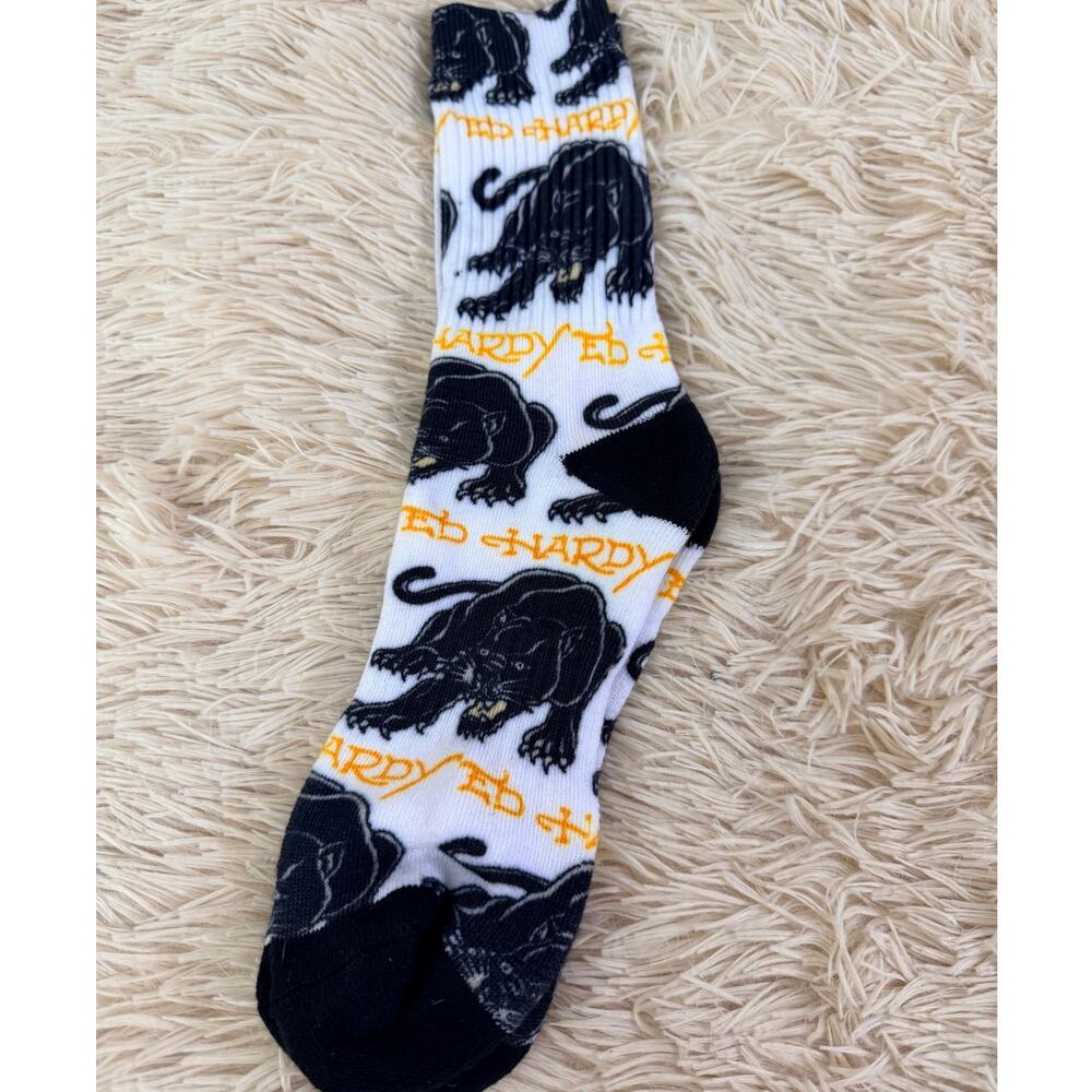 Ed Hardy Panther Graphic Crew Socks Y2K Streetwear Tattoo Style NWOT